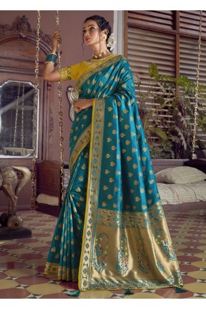 Turquoise Blue-silk-saree-